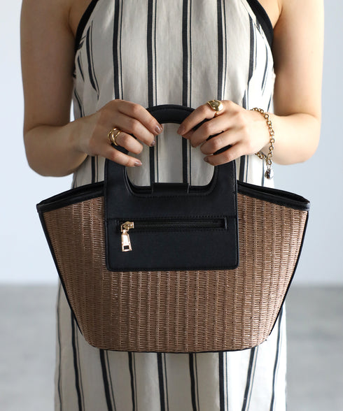 エコレザーかごハンドバッグ 12-1093